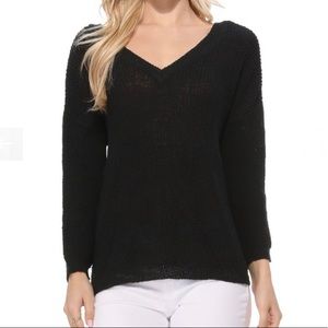 Long Sleeve V-Neck Back Cutout Knit Sweater